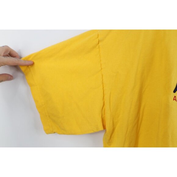 Vtg 90s Streetwear Mens XL Spell Out Anchorage Alaska USA Flag T-Shirt Yellow - Picture 5 of 9